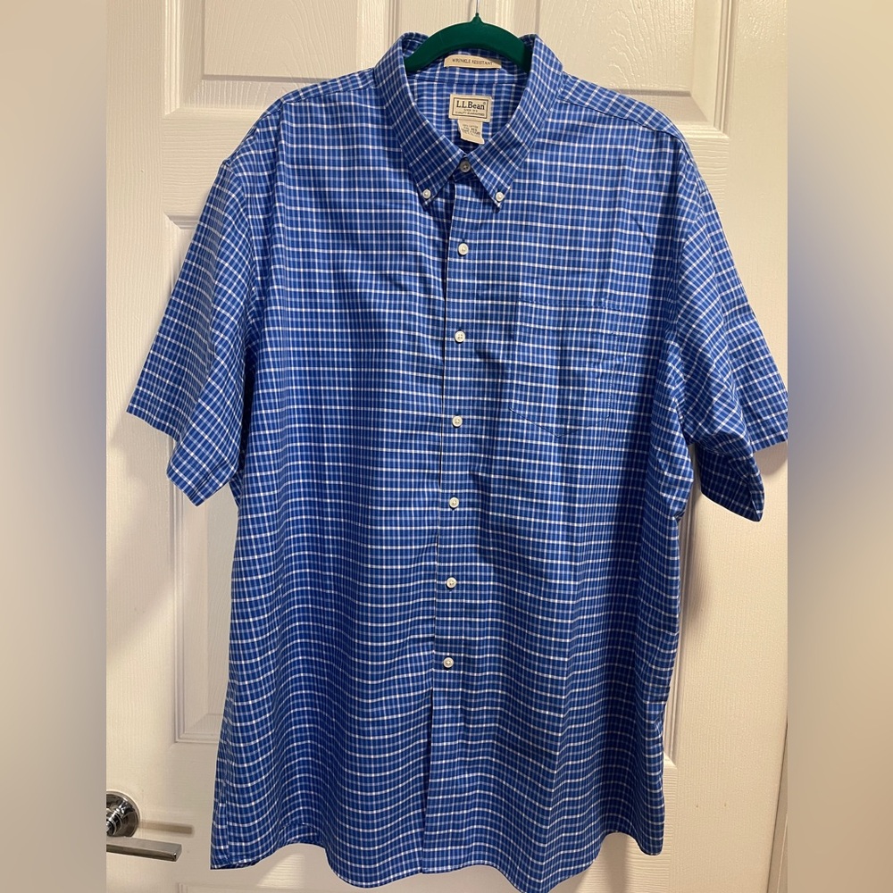 L.L. Bean Wrinkle Resistant Traditional Untucked Fit, Plaid Short Sleeve XXL-Reg - Picture 4 of 12